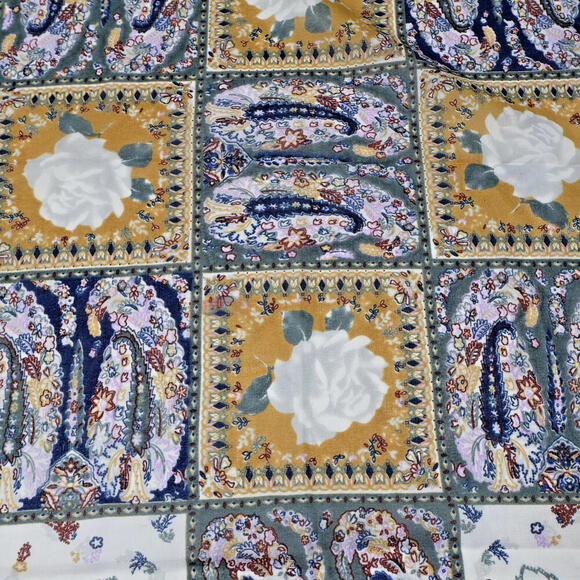 VTG Patchwork Square Scarf Paisley Rose Western Hippie Boho Gma Cottage Floral - Picture 1 of 4